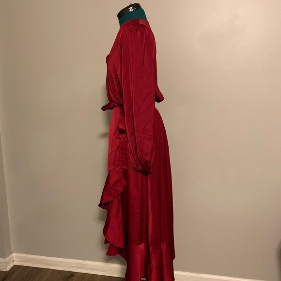 Amazon Silky Asymmetrical Hem Wrap Dress - Picture 2 of 4